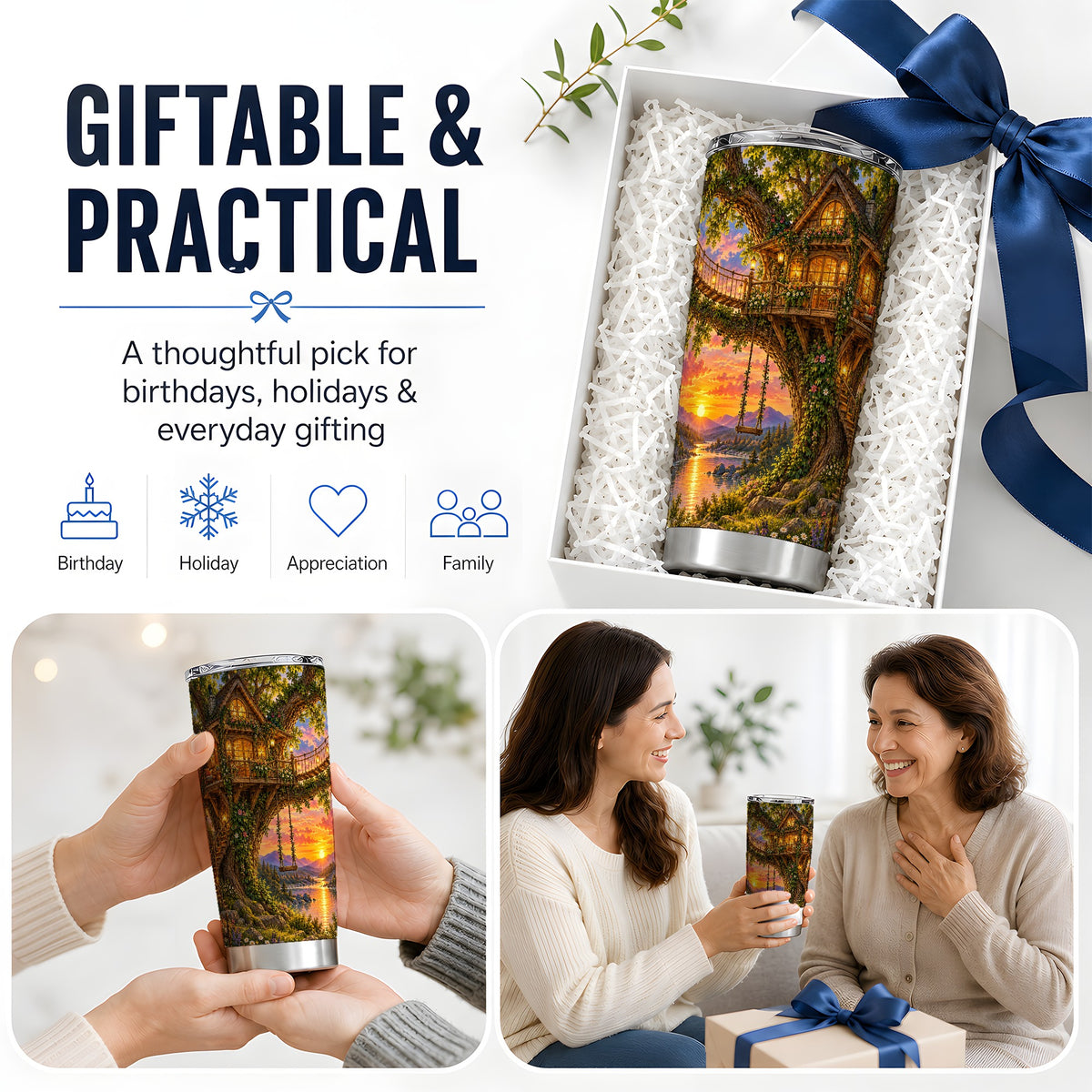 Treehouse Sunset 20oz Tumbler for Nature Lovers