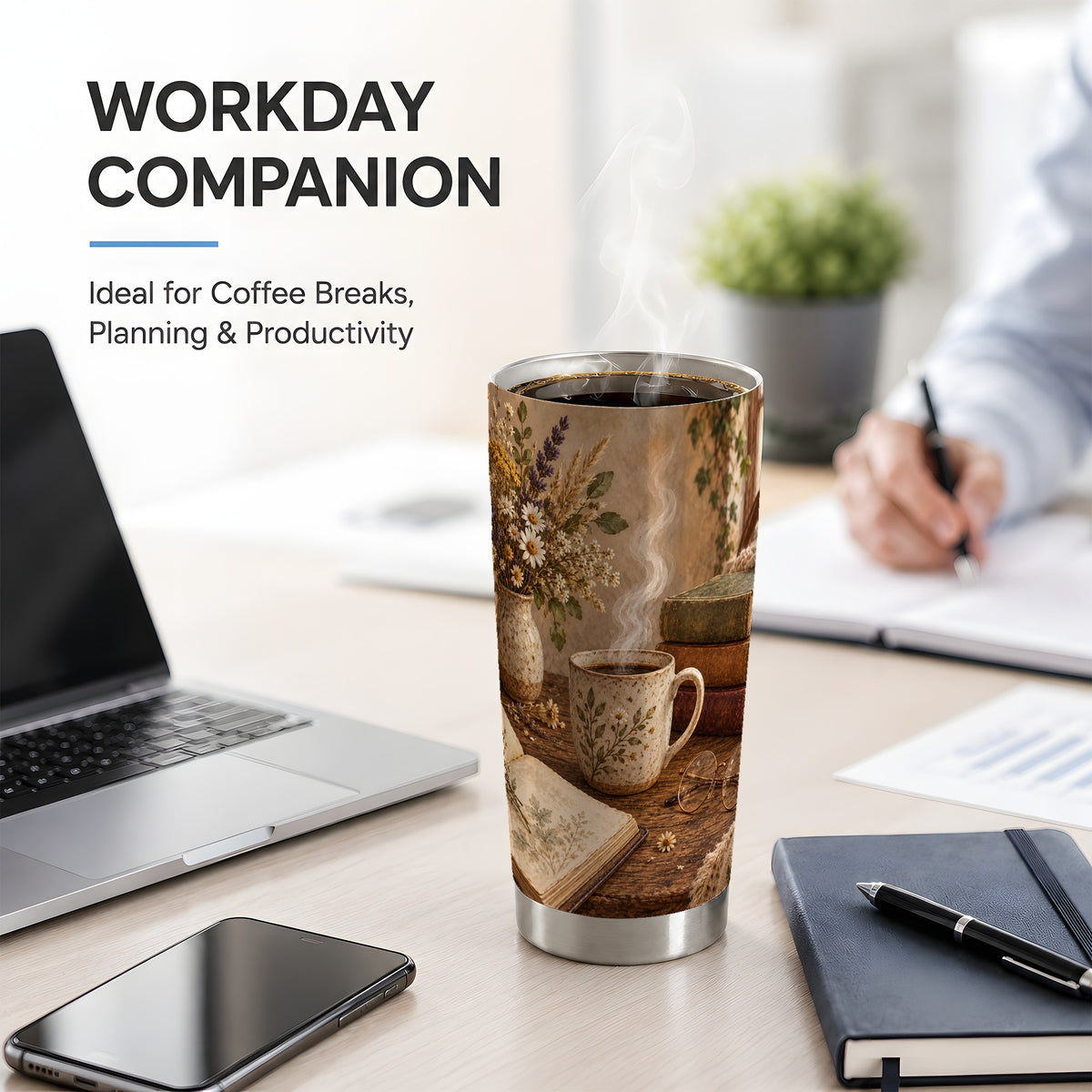Cozy Reading Floral 20oz Tumbler for Book Lovers