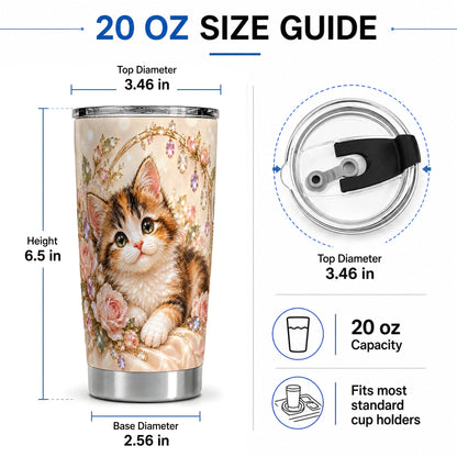 #pl[20oz|Steel] Jewel-Inspired Calico Kitten 20oz Tumbler for Cat Lovers