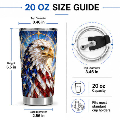 #pl[20oz|Steel] Patriotic Bald Eagle Tumbler, 20oz Stainless Steel Drinkware with Flag Art