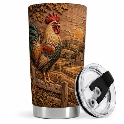 Farm Rooster Tumbler, 20oz Tumbler with Rustic Country Artwork