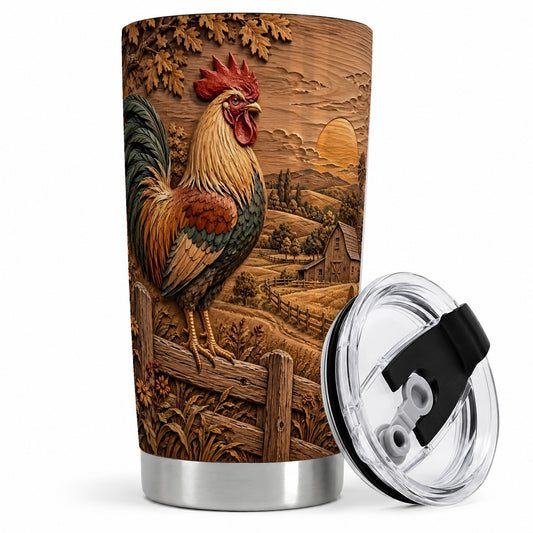 Farm Rooster Tumbler, 20oz Tumbler with Rustic Country Artwork
