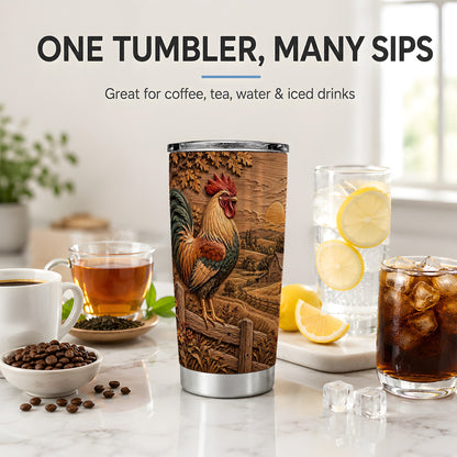 Farm Rooster Tumbler, 20oz Tumbler with Rustic Country Artwork