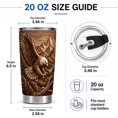 #pl[20oz|Steel] Bald Eagle Tumbler, 20oz Tumbler with Mountain Forest Artwork