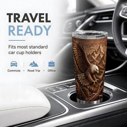 Bald Eagle Tumbler, 20oz Tumbler with Mountain Forest Artwork
