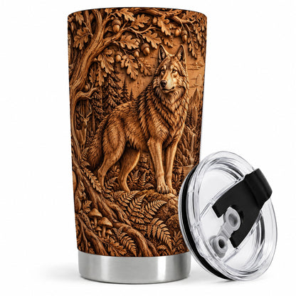 Woodland Wolf Tumbler, 20oz Tumbler with Forest Animal Artwork