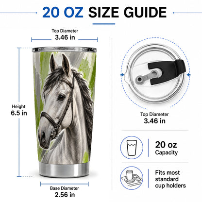 #pl[20oz|Steel] Horse Portrait Tumbler, 20oz Tumbler with Brushstroke Artwork