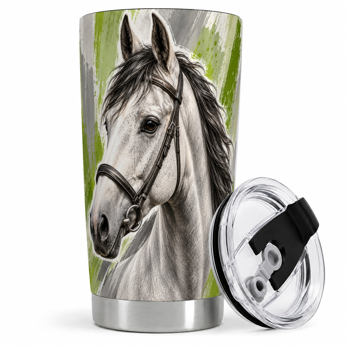Horse Portrait Tumbler, 20oz Tumbler with Brushstroke Artwork