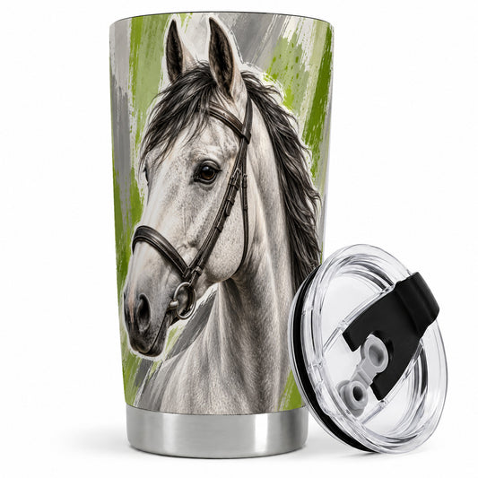 Horse Portrait Tumbler, 20oz Tumbler with Brushstroke Artwork