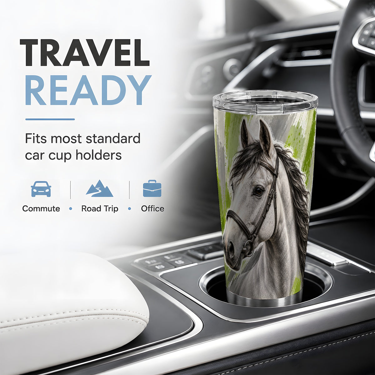 Horse Portrait Tumbler, 20oz Tumbler with Brushstroke Artwork