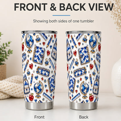 #pl[20oz|Steel] School Supplies Pattern 20oz Tumbler, Colorful Classroom Artwork