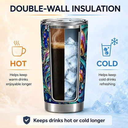 Colorful Jellyfish 20oz Tumbler, Swirling Ocean Wave Artwork