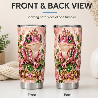 #pl[20oz|Steel] Jeweled Frog Tumbler, 20oz Gemstone-Style Floral Art Drinkware with Pearls