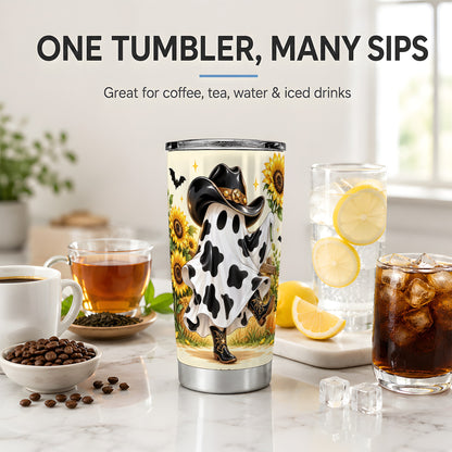 Cowboy Ghost Tumbler, 20oz Western Art Drinkware with Hat and Bats