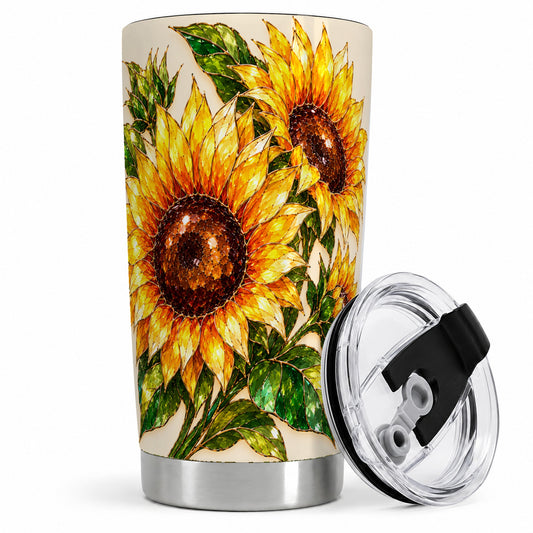 Sunflower 20oz Tumbler, Golden Floral Artwork for Flower Lovers