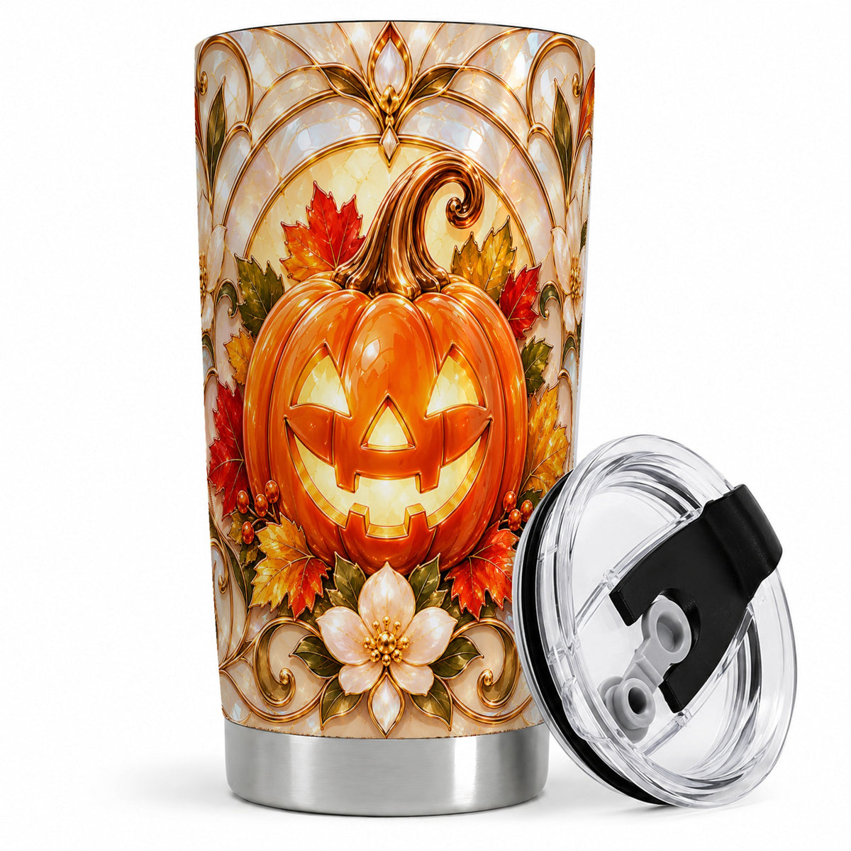 Halloween Pumpkin 20oz Tumbler, Autumn Jack O Lantern Artwork