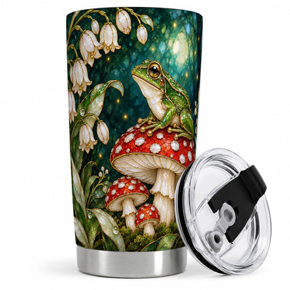 Frog Mushroom Forest Tumbler, 20oz Tumbler with Woodland Floral Artwork