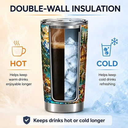 Crystal Mountain Cabin 20oz Stainless Steel Tumbler with Alpine Art