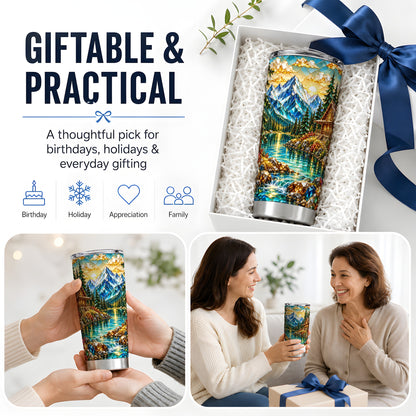 Crystal Mountain Cabin 20oz Stainless Steel Tumbler with Alpine Art
