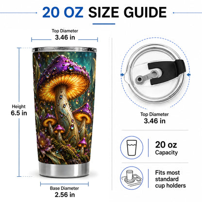 #pl[20oz|Steel] Enchanted Mushroom 20oz Stainless Steel Tumbler with Fantasy Forest Art