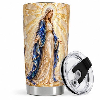 Radiant Mary 20oz Stainless Steel Tumbler with Crystal Style Faith Art