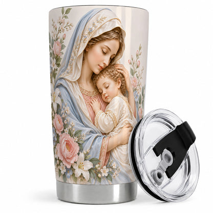 Mother and Child Floral 20oz Stainless Steel Tumbler with Pastel Art