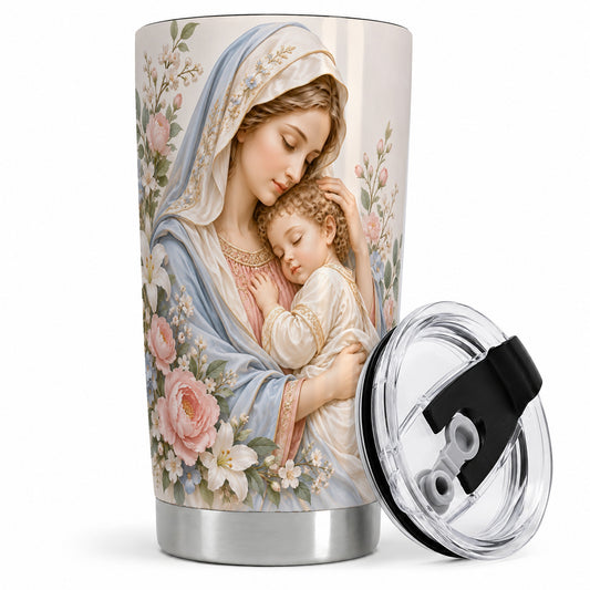 Mother and Child Floral 20oz Stainless Steel Tumbler with Pastel Art