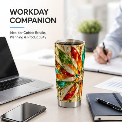 Jeweled Floral Pattern 20oz Tumbler, Printed Drinkware for Art Lovers