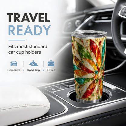 Jeweled Floral Pattern 20oz Tumbler, Printed Drinkware for Art Lovers