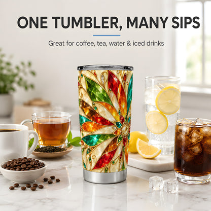 Jeweled Floral Pattern 20oz Tumbler, Printed Drinkware for Art Lovers