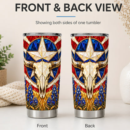 #pl[20oz|Steel] Western Cattle Skull 20oz Tumbler, Printed Drinkware for Western Art Lovers