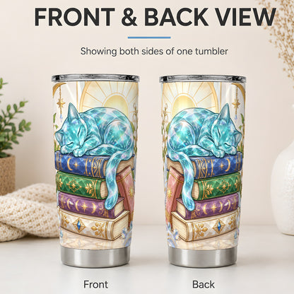 #pl[20oz|Steel] Celestial Sleeping Cat 20oz Tumbler, Printed Drinkware for Cat Lovers