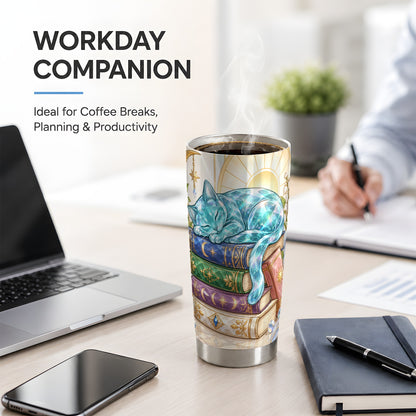 Celestial Sleeping Cat 20oz Tumbler, Printed Drinkware for Cat Lovers