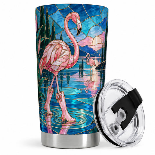 Stained Glass Style Flamingo 20oz Tumbler for Bird Lovers