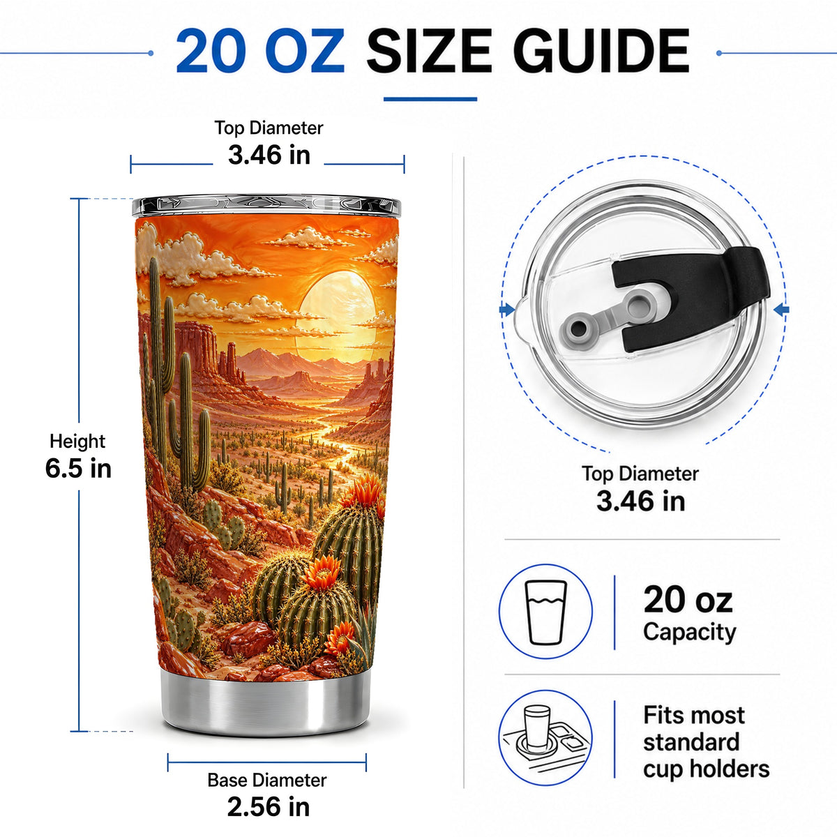 #pl[20oz|Steel] Desert Cactus Sunset 20oz Tumbler for Southwest Style Fans