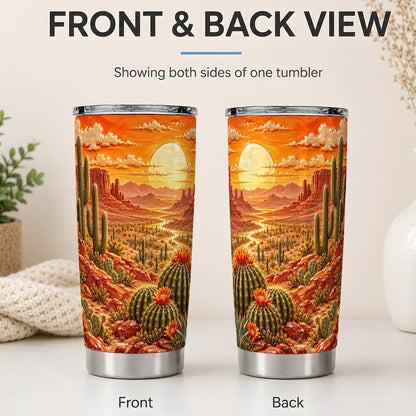 #pl[20oz|Steel] Desert Cactus Sunset 20oz Tumbler for Southwest Style Fans