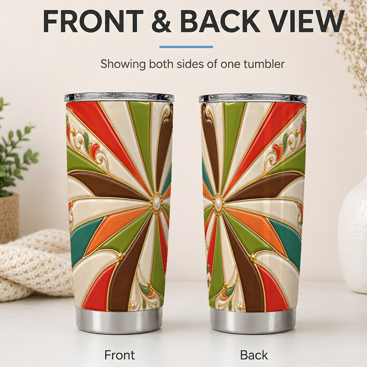 #pl[20oz|Steel] Retro Geometric Swirl 20oz Tumbler for Abstract Art Fans