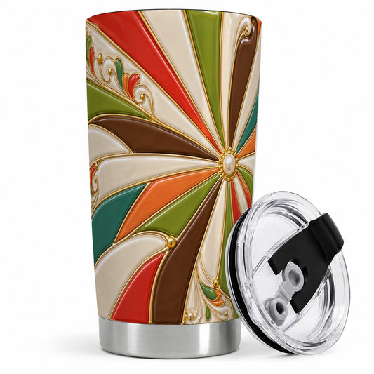 Retro Geometric Swirl 20oz Tumbler for Abstract Art Fans