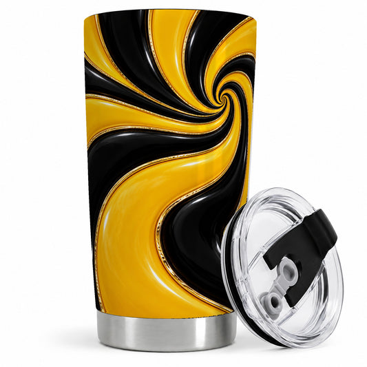 Yellow Black Abstract Swirl 20oz Tumbler for Modern Art Fans
