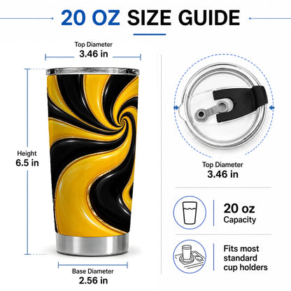 #pl[20oz|Steel] Yellow Black Abstract Swirl 20oz Tumbler for Modern Art Fans