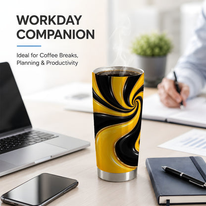 Yellow Black Abstract Swirl 20oz Tumbler for Modern Art Fans