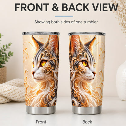 #pl[20oz|Steel] Ornate Filigree Cat Portrait 20oz Tumbler for Cat Lovers