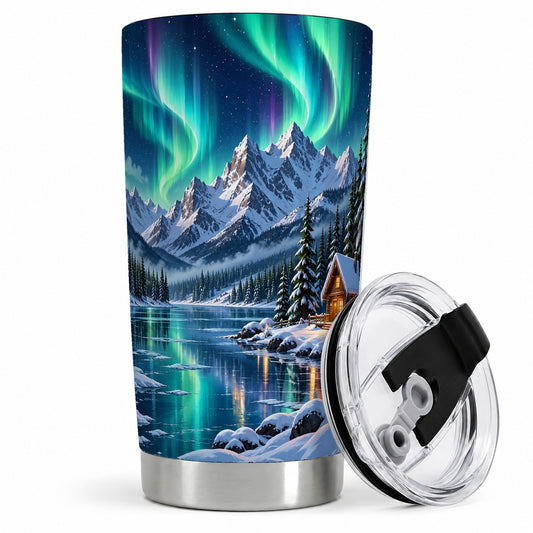Winter Cabin Aurora 20oz Tumbler for Nature Lovers