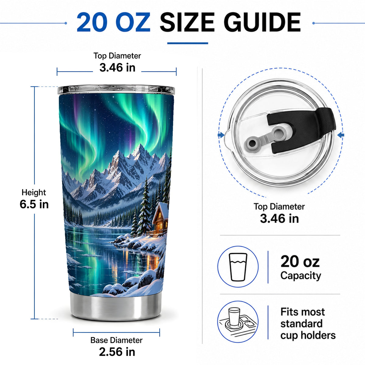 #pl[20oz|Steel] Winter Cabin Aurora 20oz Tumbler for Nature Lovers