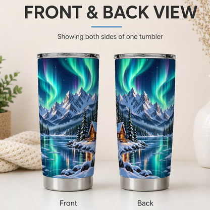 #pl[20oz|Steel] Winter Cabin Aurora 20oz Tumbler for Nature Lovers