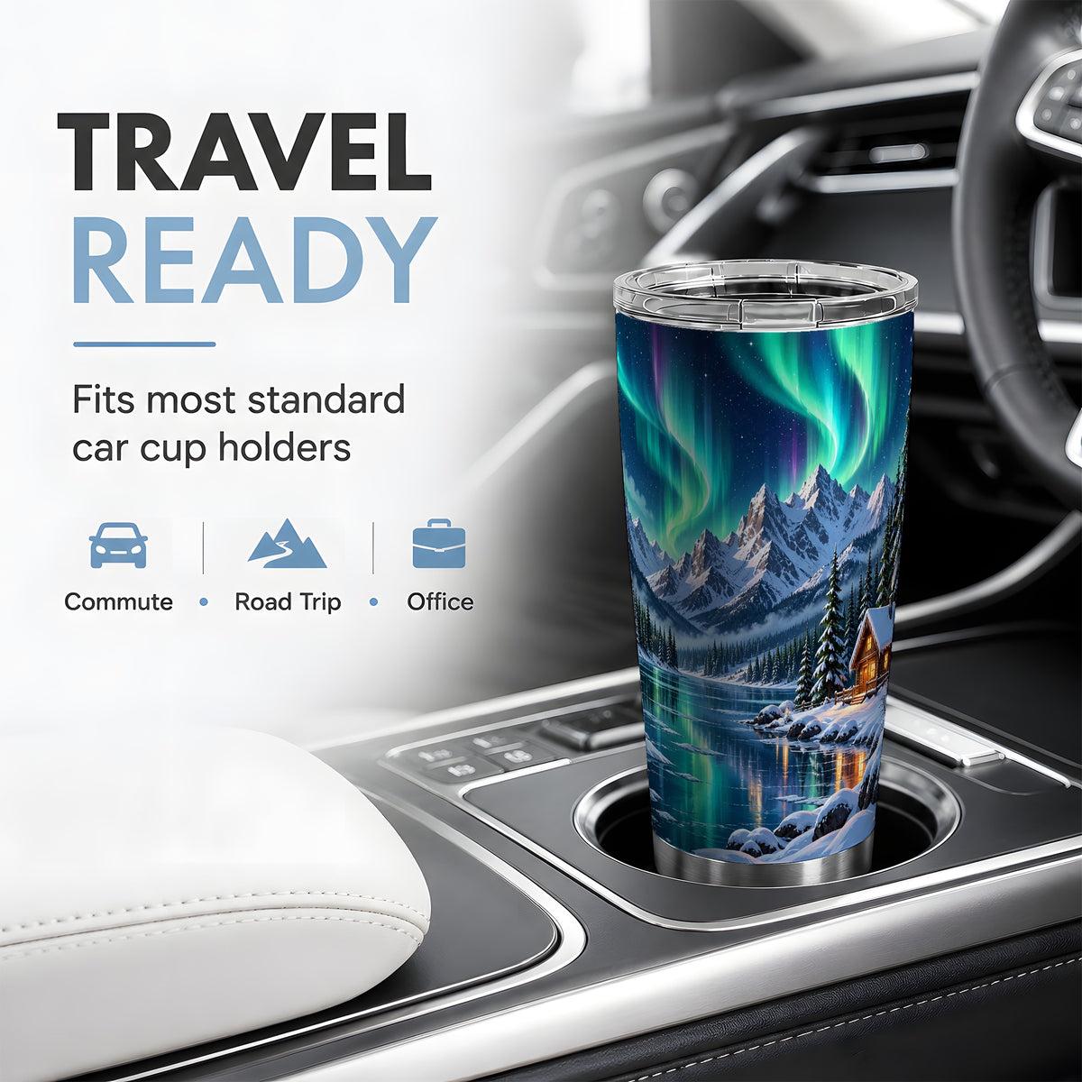 Winter Cabin Aurora 20oz Tumbler for Nature Lovers
