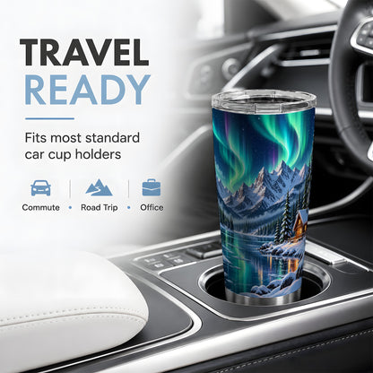 Winter Cabin Aurora 20oz Tumbler for Nature Lovers