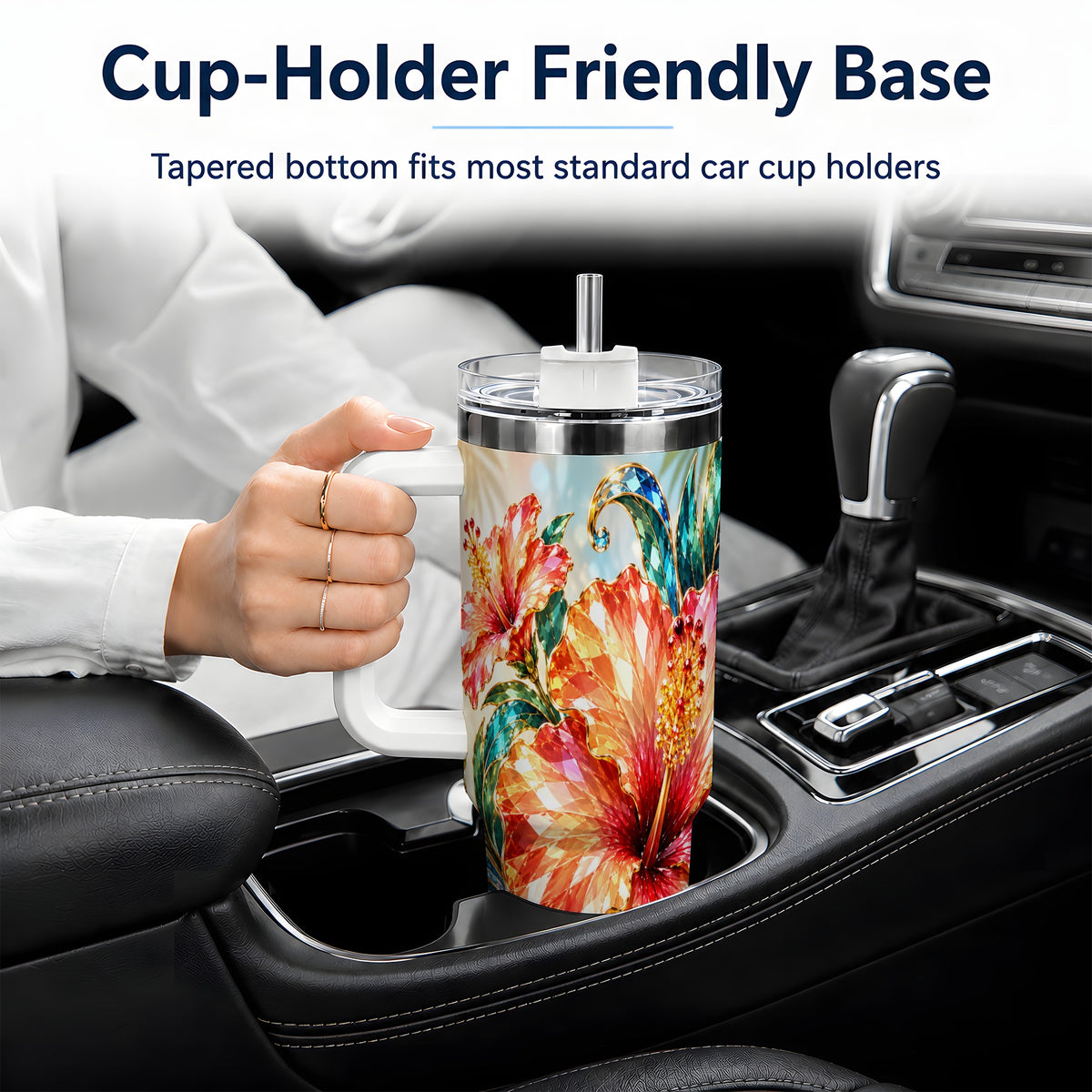 Jeweled Hibiscus Tropical Floral 40oz Tumbler for Flower Art Lovers