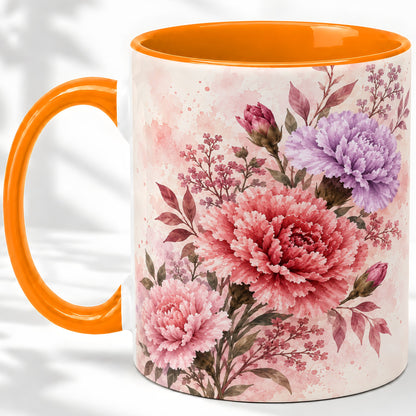 #pl[11oz|Orange] Pink Purple Watercolor Floral Ceramic Mug for Flower Lovers