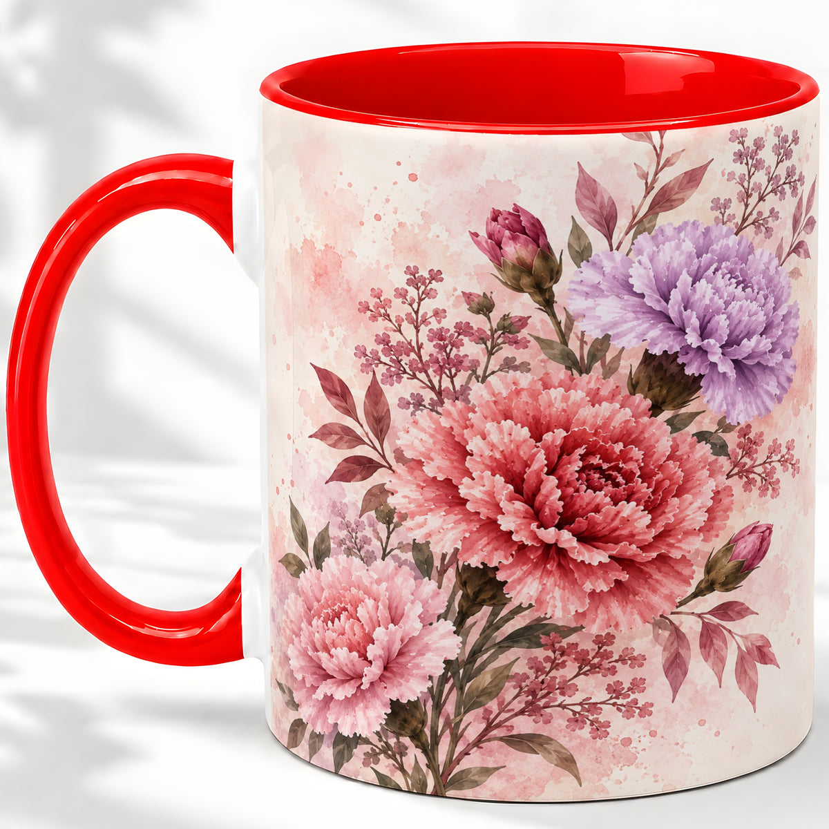 Pink Purple Watercolor Floral Ceramic Mug for Flower Lovers